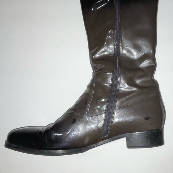 Authentic Ombre Prada Patent Leather Riding Boots in Black/Grey 41 - Picture 6 of 11